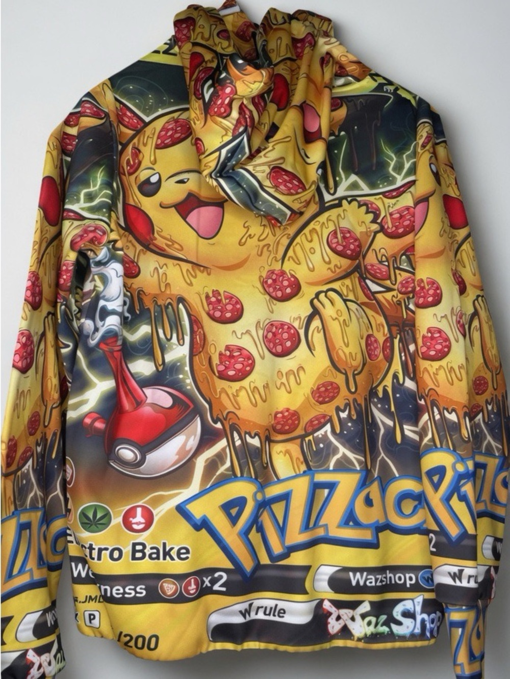 Pizzacrip Yellow Graphic Pullover Hoodie - Men Sweaters